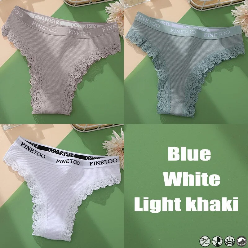 3PCS/Set Cotton Panties Brazilian Style Women Underwear Lace Sexy Lingerie for Female Underpants Thong Panties Briefs Intimates