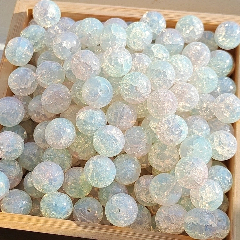 New 8/10mm Water Dyed Protein Jade Broken New Chinese Style Gold Sprinkling Glass Bead DIY Bracelet Ornament Straight Hole Beads Loose Beads