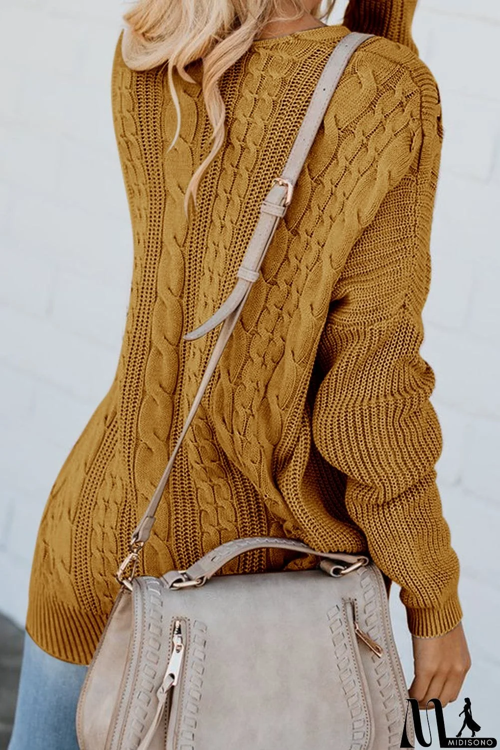 MidiSono - Love Letters Cable Knit Lace Up Sweater