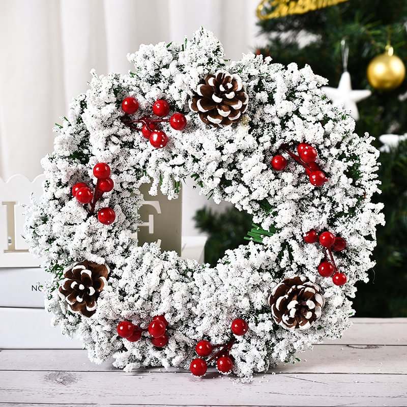 Christmas Christmas Wreath Snow、、sdecorshop