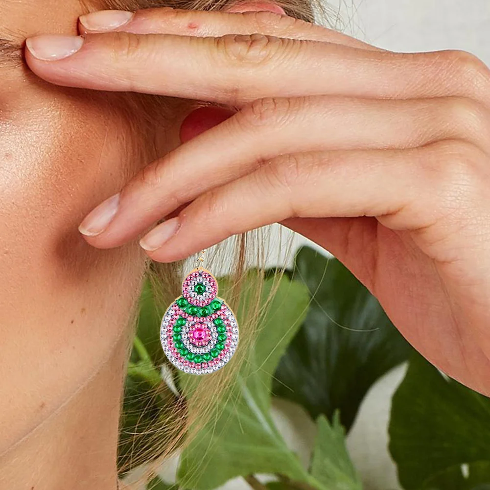 4PCS 5D DIY Diamond Painting Earrings Kit Irregular(Double-Sided)