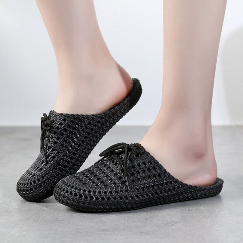 Summer Slippers for Women Fashion Hollow Out Garden Beach Slippers Women Bow Tie Weave Outdoor Casual Shoes Woman