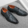 Men's Business Casual Lace-up Crocodile Leather Derby Shoes -Dress Shoes
