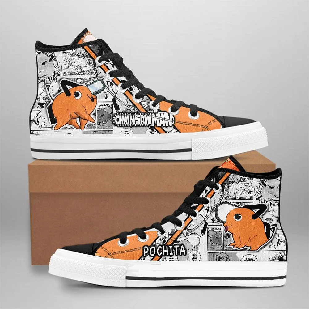 Kingofallstore - Pochita High Top Shoes Custom Manga Anime Chainsaw Man Sneakers