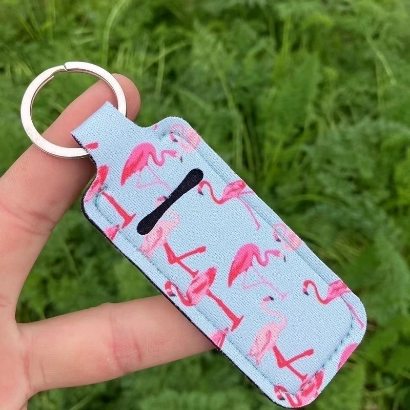 5 Pieces Pastoral Sunflower Lips Leopard Polyester Keychain