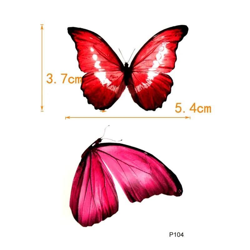 Red Butterfly Waterproof Temporary Tattoos Women Tattoo Fake Tatoo Men Animal Body Transfer Tattoo Tatuajes Henna For Tattoo Men