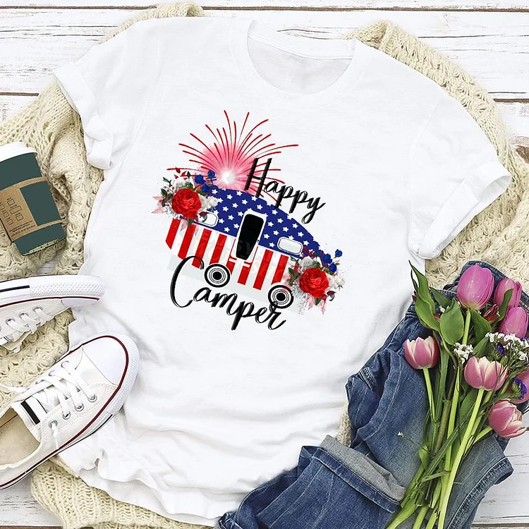 Happy Camper T-Shirt Tee-Annaletters