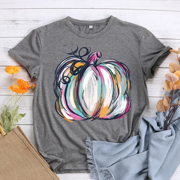 Happy Thanksgiving Colorful Watercolor Pumpkin T-Shirt-08601