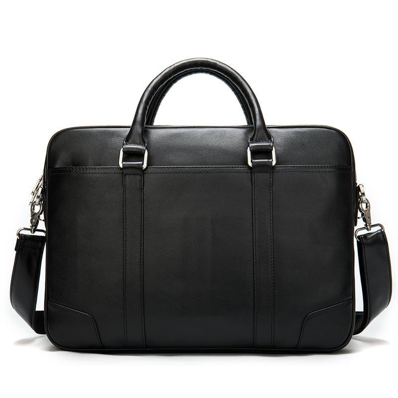 Leather Business Retro Large-Capacity Briefcase 14 Inch Computer Handbag