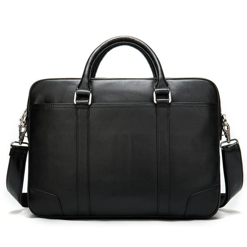 Leather Business Retro Large-Capacity Briefcase 14 Inch Computer Handbag