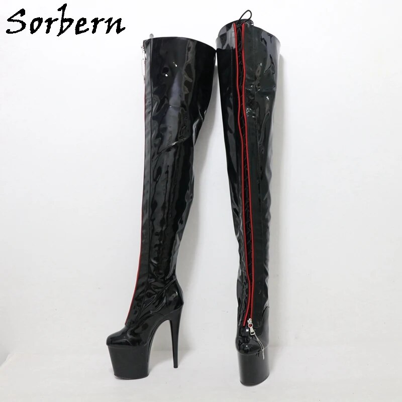 VCSHOES Crotch Thigh Boots Women 75-80Cm Long Shalft 20Cm High Heel Women Platform Shoes Fetish Stripper Heels Custom 15Cm 17Cm