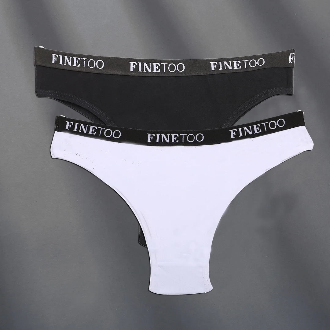 FINETOO 2PCS/Set Cotton Women Sexy Panties Letter Waisted Woman Underwear Fashion Underpant M-XL Female Girls Briefs Lingerie