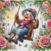 Happy Old Lady-11CT Stamped Cross Stitch 45*45cm