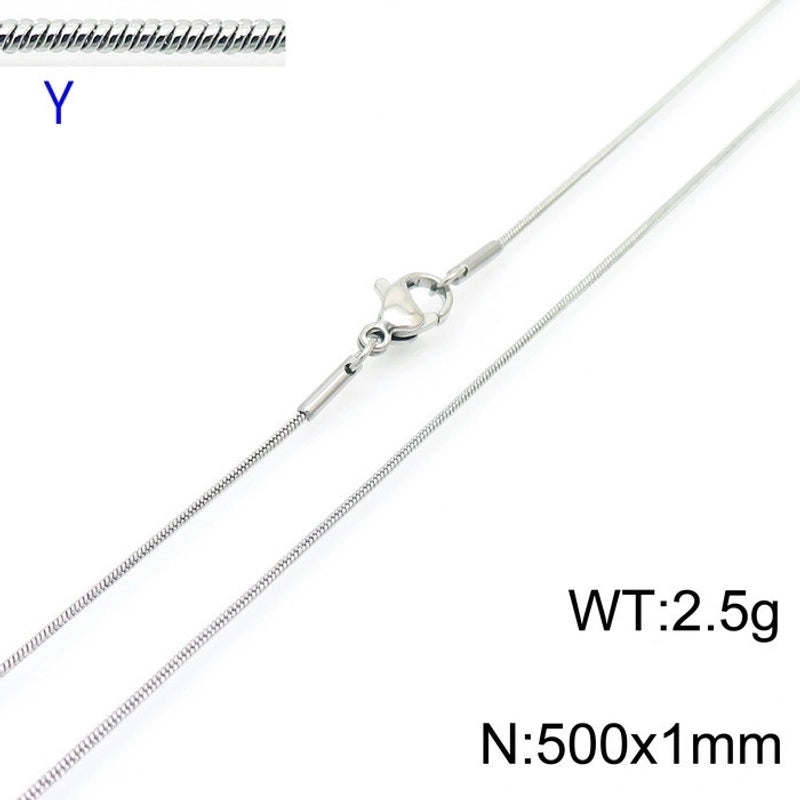 Jewelry Classic Style Solid Color Titanium Steel 18K Gold Plated Chain Necklace