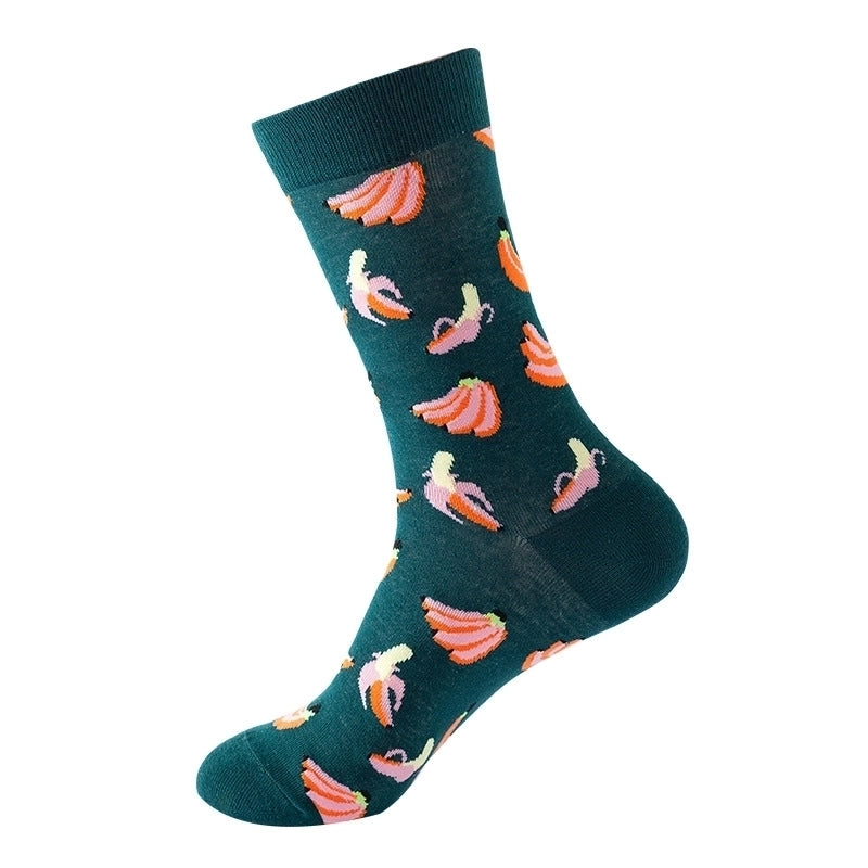 Unisex Casual Fruit Hamburger Poached Egg Cotton Spandex Polyester Ankle Socks A Pair