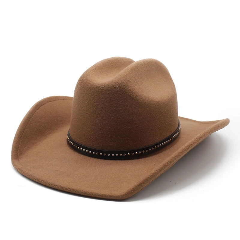 Retro British Coffee Woolen Hat Autumn And Winter Men’s And Women’s Western Cowboy Hat Big Brim Wide Brim Sun Hat Tide