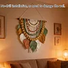 (Finished Product)Bohemian Handmade Leaf Wall Art No Drilling Handmade Craft Macrame Wall Decor Handmade Woven Leaf Tapestry for Apartment Living Room Bedroom Nursery Backdrop