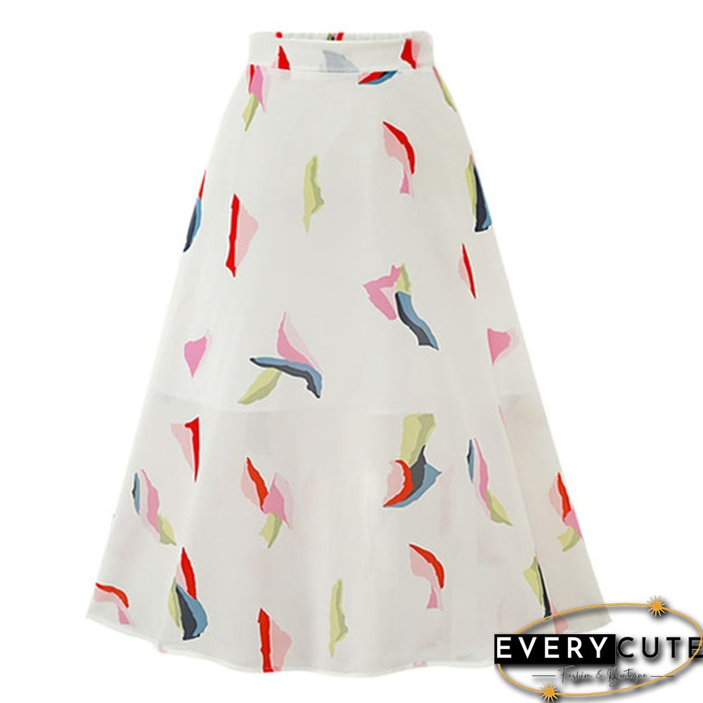 Women's Floral Slim Skirt Elastic Waist Full Skirt