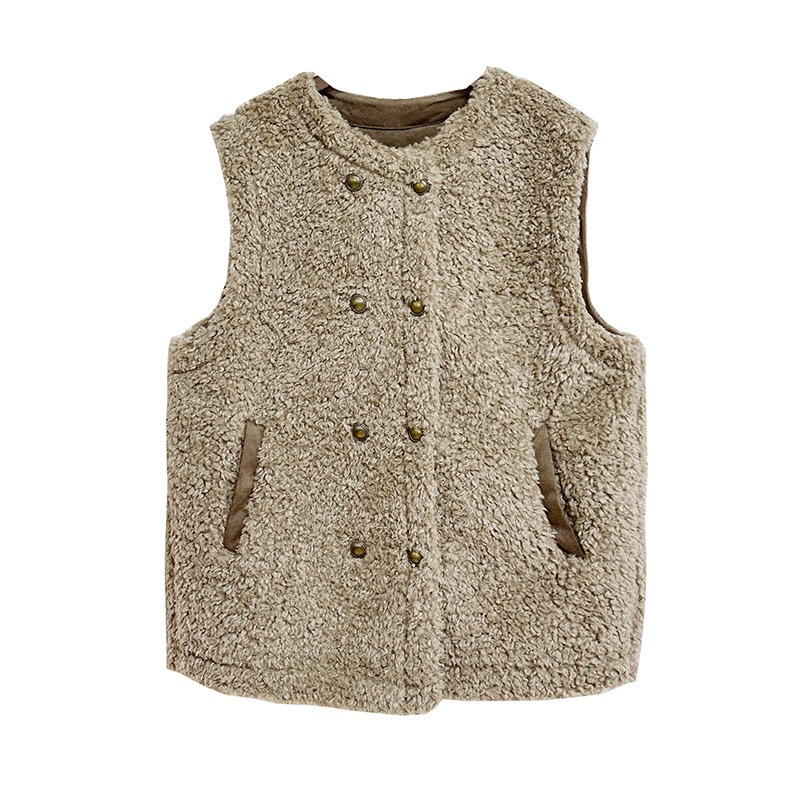Niche Design Solid Color Lambswool Sleeveless Vest