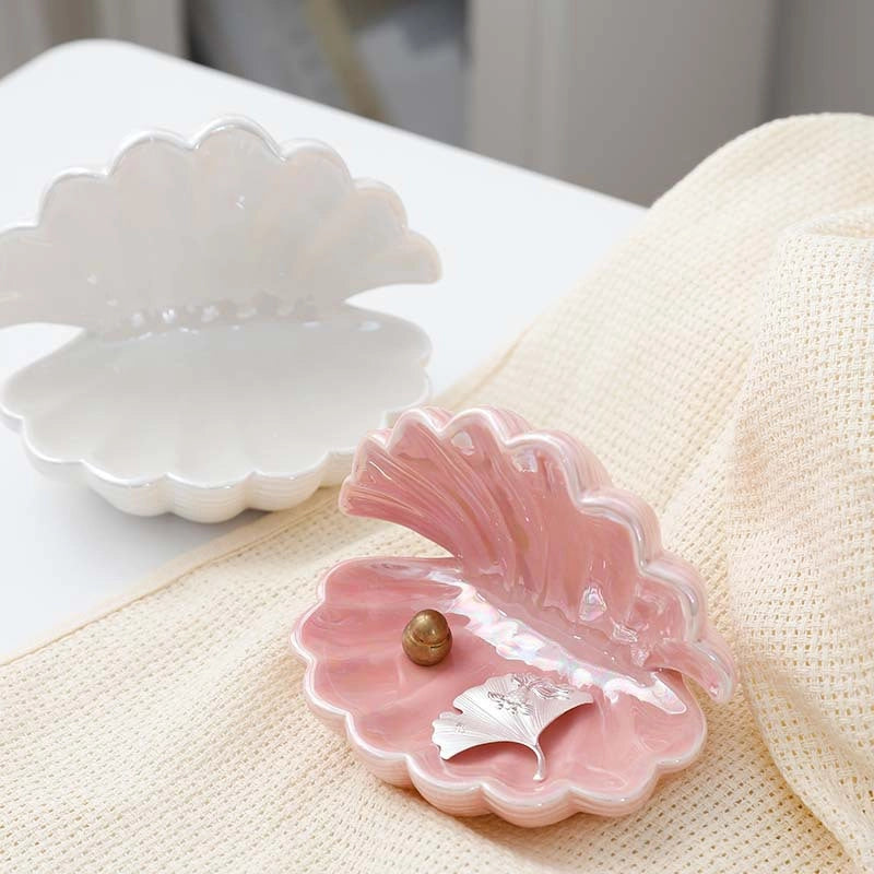 Beach Minimalist Shell White Tray Artificial Decorations