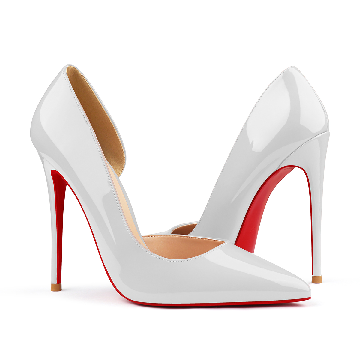 120mm Women's Classic Pumps Patent Closed Pointed Toe Bridal Wedding Party Red Bottom-MERUMOTE