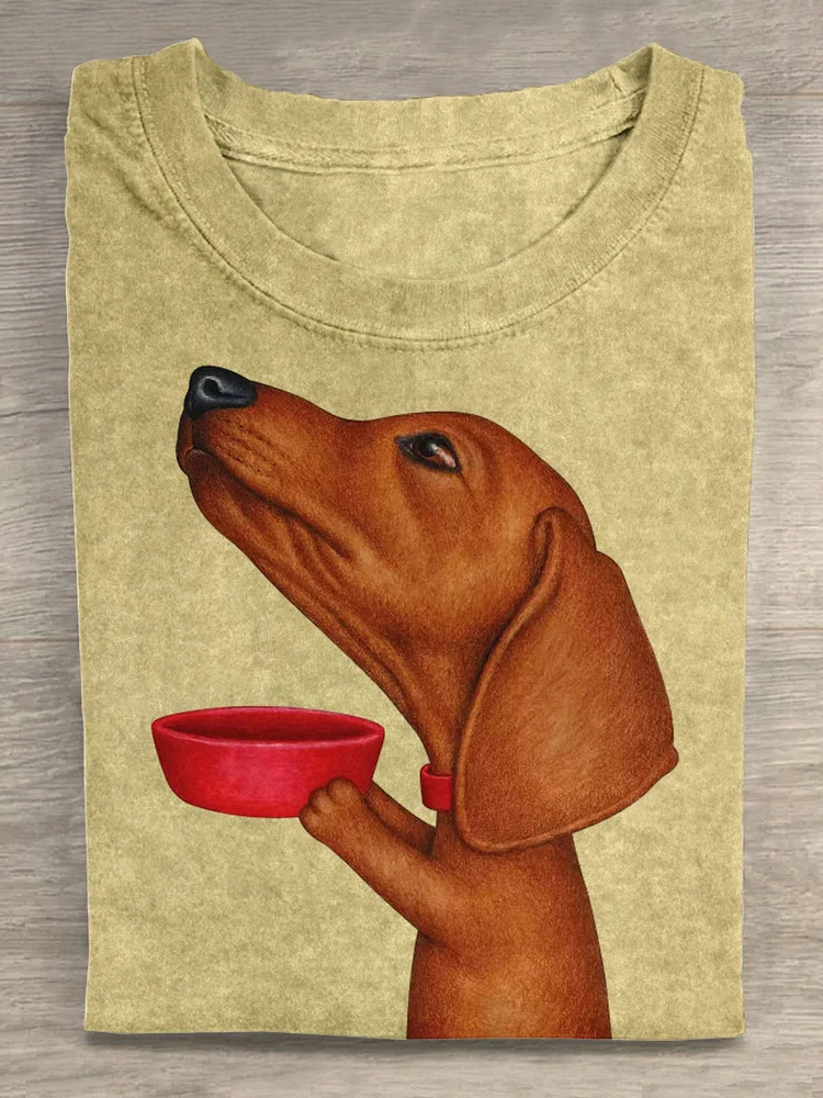 Funny Dachshund Dog Art Print T-shirt