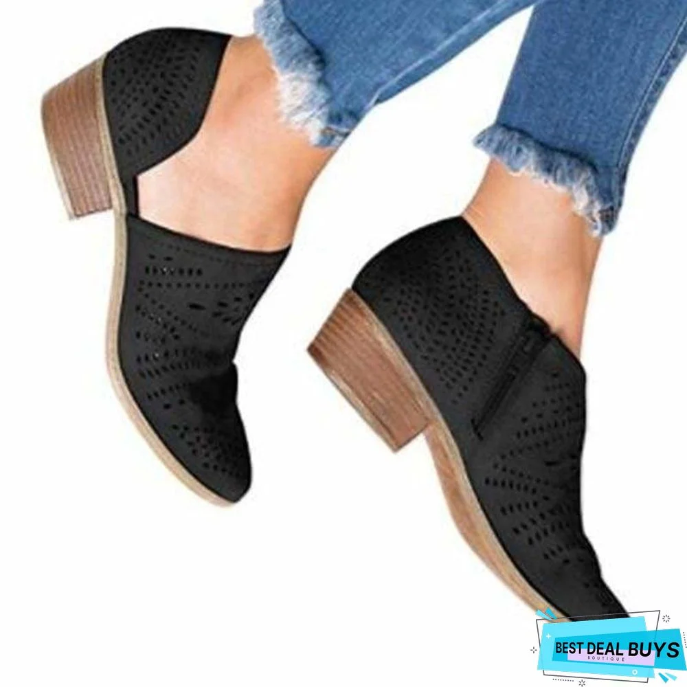 Leisure Hollow Low-heeled Shoes Women Sandals