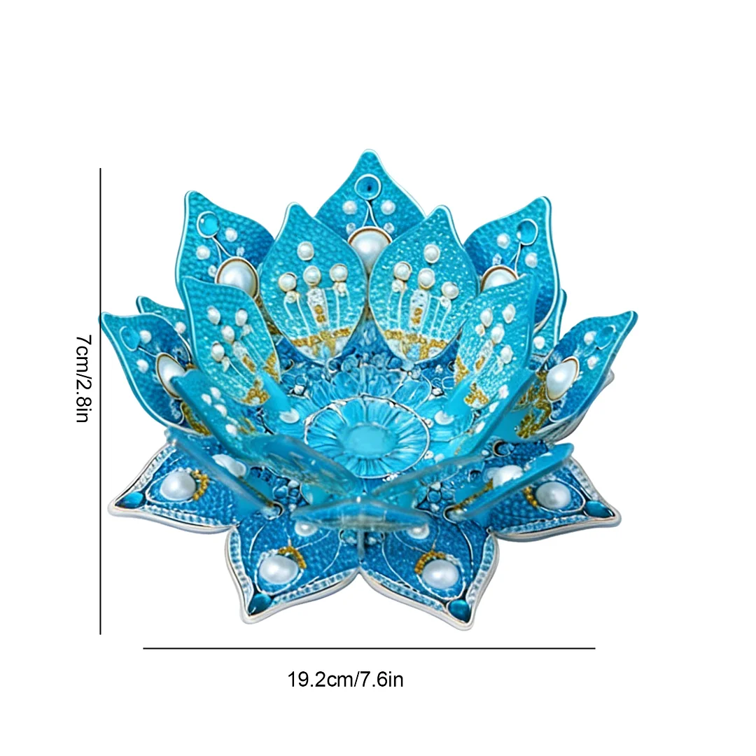 Lotus DIY Diamond Art Painting Kits of Candle Holder Diamond Painting Candle Holder Kit Diamonds Paintings Candlestick Holder Kit for Aromatherapy & Home Decor (Blue)