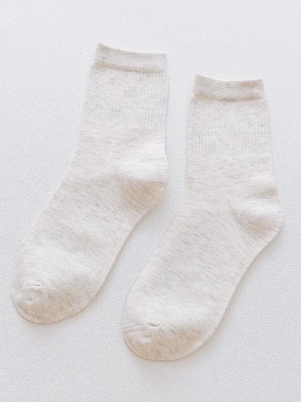 Pure Color Breathable Cotton Socks