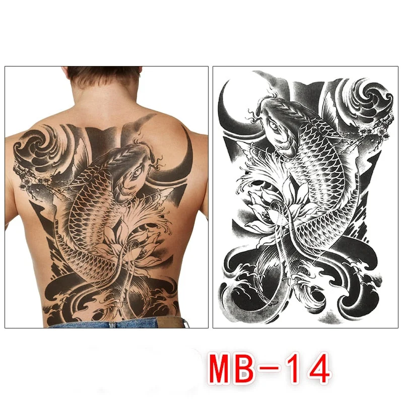 Waterproof temporary men tattoos tattoo full back large tatoo fake dragon girl tattoo body art sticker sexy decals transferable