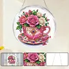 Kit d&rsquo;ornement solaire en diamant tasse &agrave; th&eacute; fleur en acrylique rond 7,87x7,87 pouces