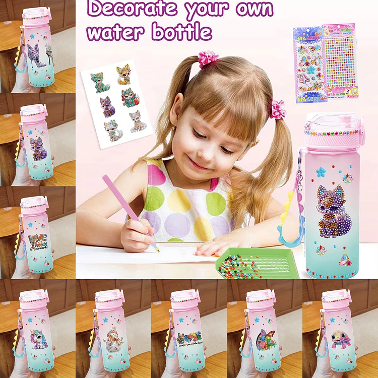 470ml Cartoon DIY Diamond Painting Cup Kit Diamond Decorate Water Bottle DIY Art