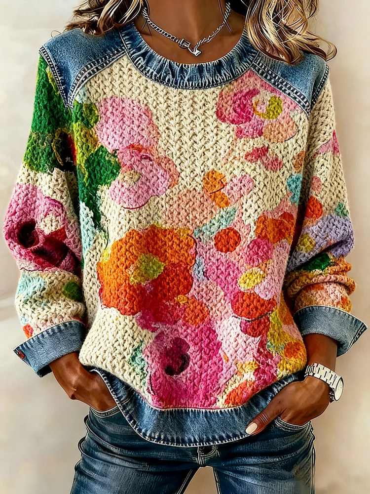 Women's Retro Floral Print Top 