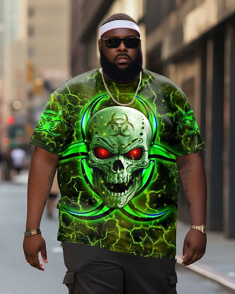 Men's Plus Size Viking Skull Ghost Bones Crew Neck Short Sleeve T-Shirt