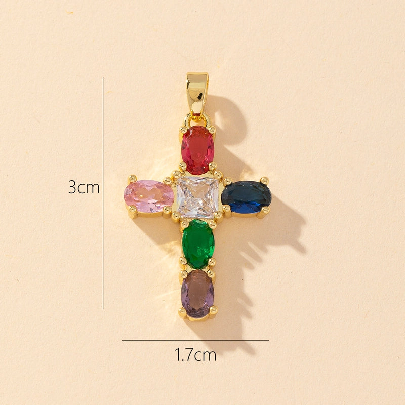 1 Piece Copper Zircon Printing Pendant