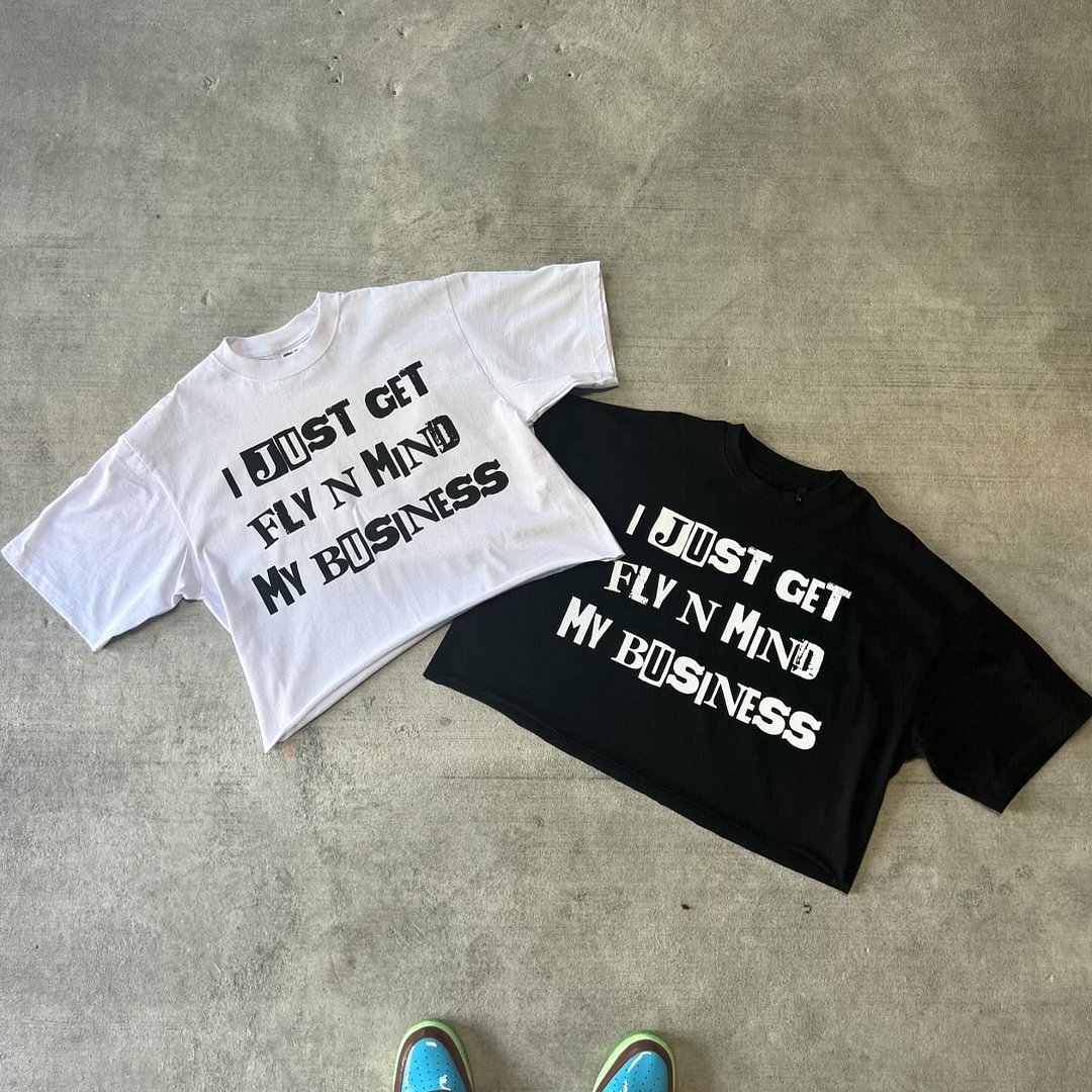 Vintage I Just Get Fly Printed Cotton Short Sleeve T-Shirt