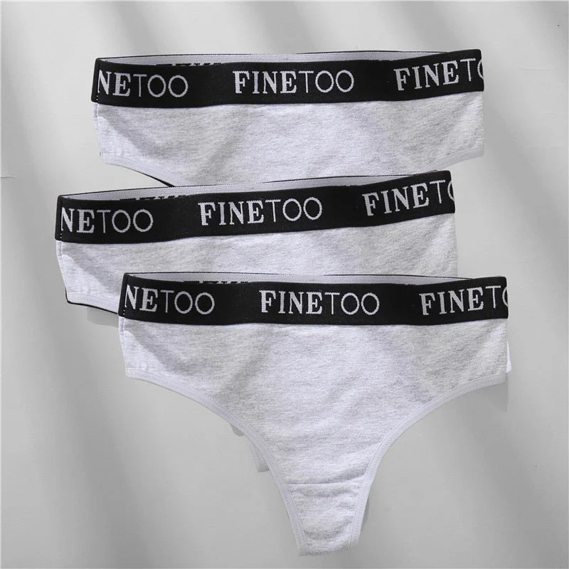 FINETOO 2/3PCS Cotton Sexy Underwear G-string Women M-XL Panties Fashion Letter Waist Femme 2021 Underpant For Woman Thong Girls