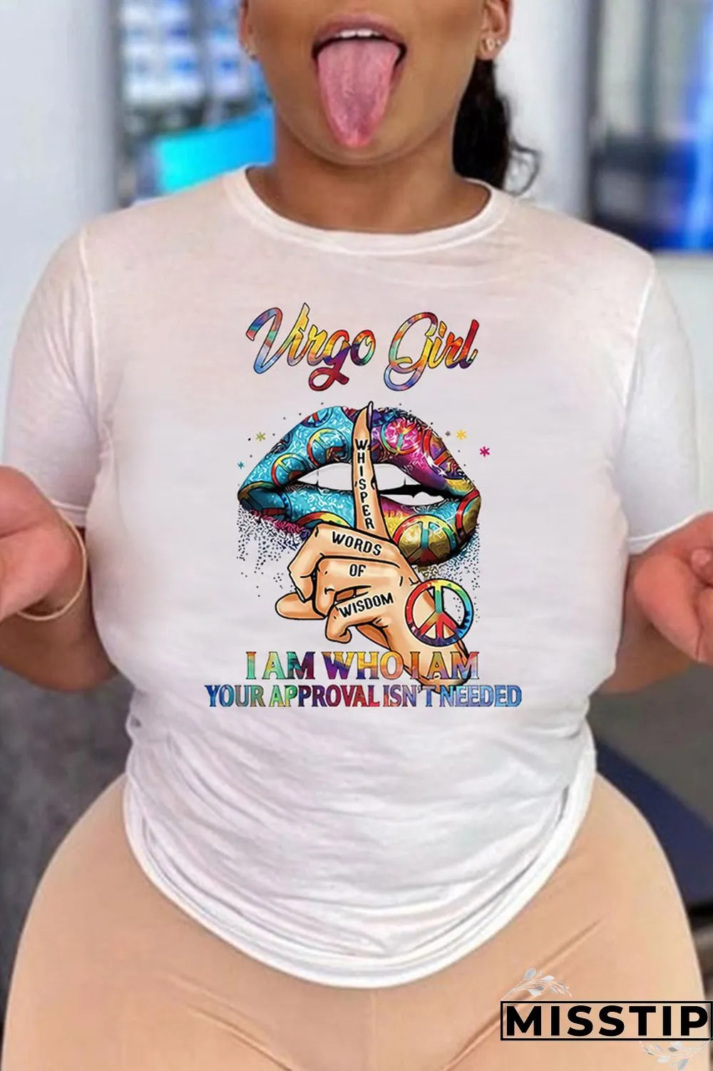 Colour Fashion Casual Print Basic O Neck T-Shirts