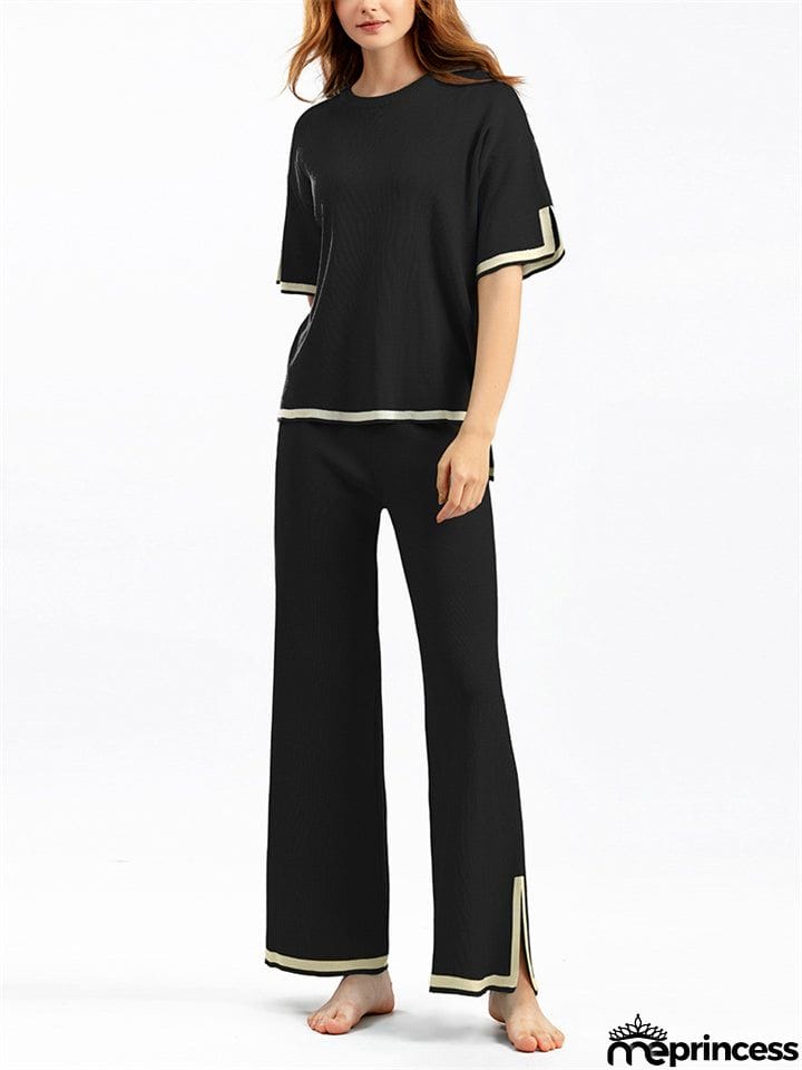 Women's Comfortable Temperament Knitted 2-piece Loungewear Sets