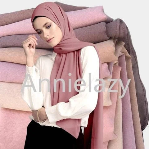 pornhint Pornhint Muslim Plain Bubble Chiffon Hijab Scarf Women 2023 Solid Color Soft Long Shawls and Wraps Georgette Head Scarves Ladies Hijabs