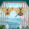 2PCS Bee 5D DIY Diamond Painting Wind Chimes Suncatcher Kit Double Sided Diamond Art Kits Suncatcher with Crystal Pendant for Home Wall Window Decor Adults DIY Art Craft