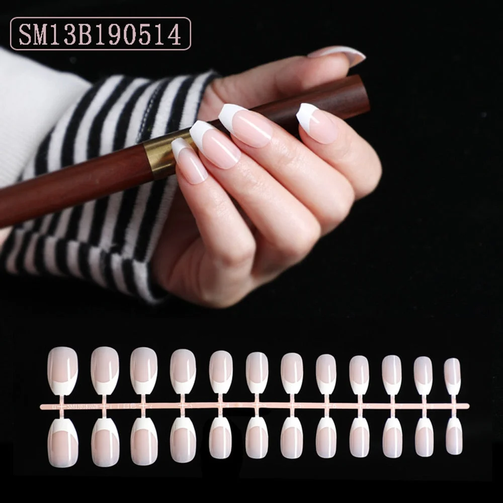 1set/24pcs French Fake Nails Matte /UV False Nail Detachable tips Nail Extension Manicure Art Press On Fake False Nails Beauty-Nail Inspo