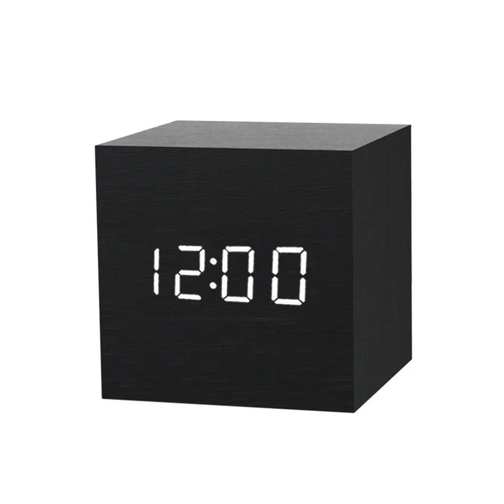 LED Digital Alarm Clock Wooden Watch Table Voice Control Digital Wood Despertador USB/AAA Powered Electronic Desktop Clocks