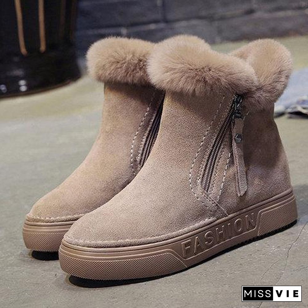 Women Snow Zipper Booties Casual Shoes