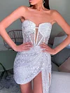 Sequined Bandeau Evening Mini Dress