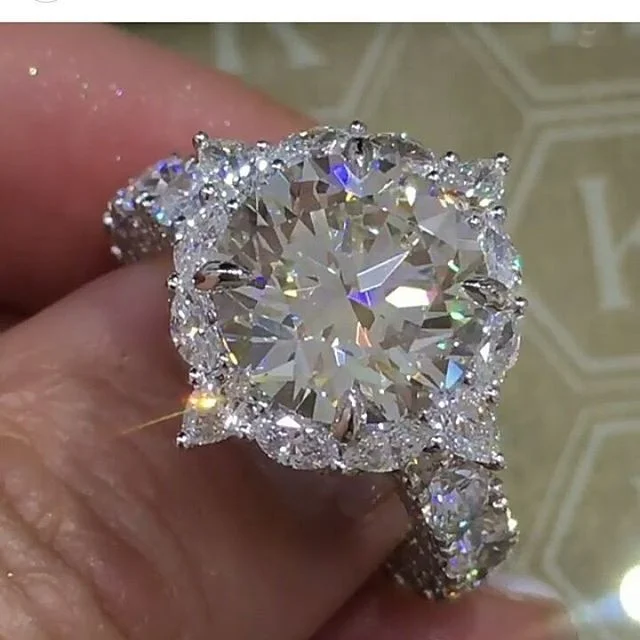 Iced Out Big Crystal Women Ring Hip Hop Jewelry