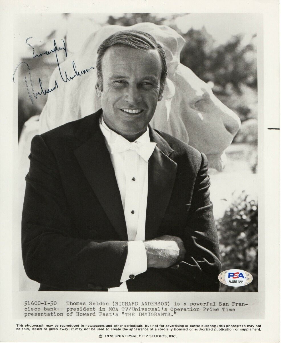 Richard Anderson Signed Autographed 8X10 Photo Poster painting The Immigrants PSA AJ88122