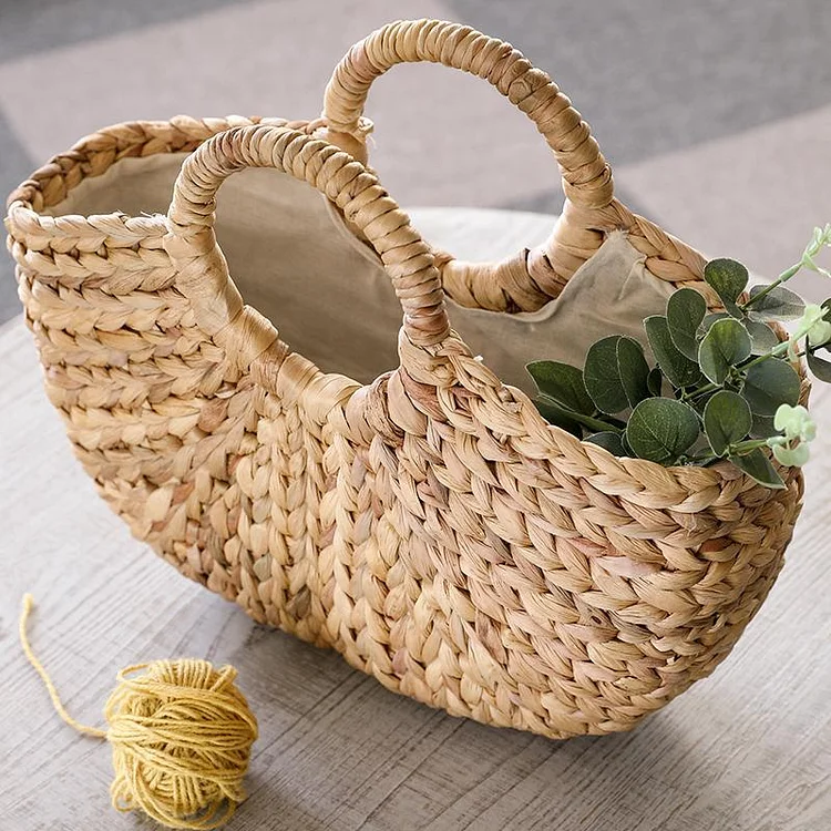 Quasi Semi-Circle Shaped Shopping Basket with Handles - Appledas