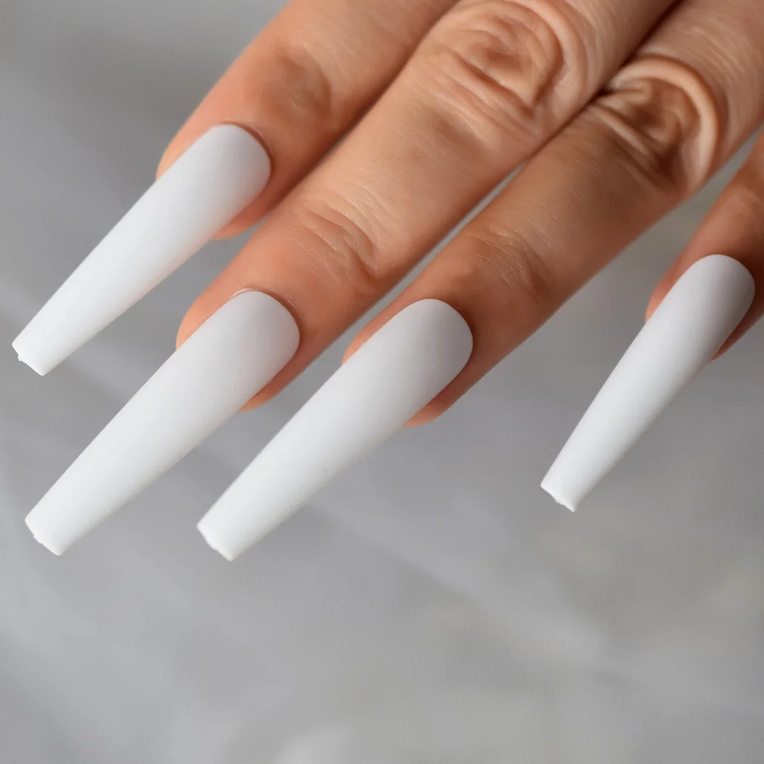 Pink Square Extra Long Faux Ongles Rose Heart Drawing Flat Top Fake Nails with Design Mix Color Tips 24-Nail Inspo