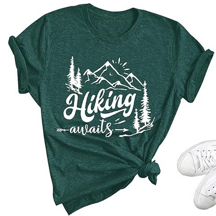 AL™ Hiking Print T-Shirt Tees Short Sleeve Crew Neck Tee-Annaletters